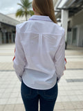 Ecru Davis Shirt with Twill Tape Detail White/Poppy Combo