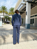 Ecru York Side Leg Trouser Indigo with Sand