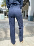 Ecru York Side Leg Trouser Indigo with Sand