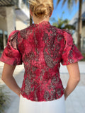 Go Silk Red Floral Go Smock it Up Top Printed Baba