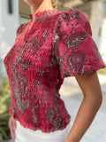 Go Silk Red Floral Go Smock it Up Top Printed Baba