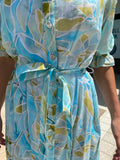Finley Sienna Dress Seaweed Print Teal Multi Light Blue  Romantic Maxi