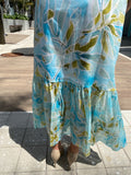 Finley Sienna Dress Seaweed Print Teal Multi Light Blue  Romantic Maxi