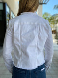 Ecru Collarless Jean Jacket White
