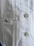 Ecru Collarless Jean Jacket White