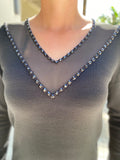 Leo Ugo Top BH941 Black Sweater  Mesh V Neck Black Stud Detail