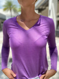 Purotatto Long Sleeve pt/018/364 "V" Neck T-shirt Medium Violet