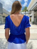 Ecru Aniston Wrap Top Cobalt