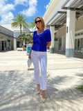 Ecru Aniston Wrap Top Cobalt