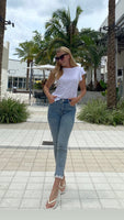 Goldie Ruffle Sleeve Tee White