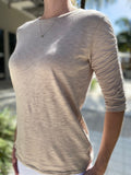 Goldie Ruched Half Sleeve Crew String Beige