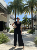 Susana Monaco V SS Wide Leg Jumpsuit 32" inseam Black