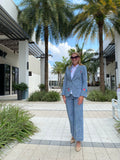 Vilagallo Blue Strip Jacket Heather Emb Denim Raya
