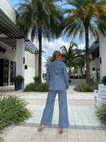Vilagallo Blue Strip Jacket Heather Emb Denim Raya