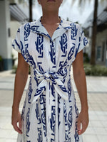 Finley Rocky Dress Greek Key Jacquard White/Navy