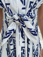 Finley Rocky Dress Greek Key Jacquard White/Navy