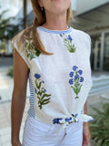 Vilagallo T-Shirt Aliza Flor Azul Lino