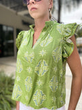 Finley Remy Top Ethnic Jacquard Green/Yellow