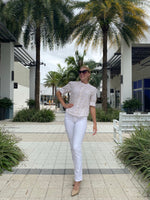 0039 Italy Zeta Patch Blouse Floral Embroidery Ivory Cream