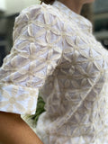 0039 Italy Zeta Patch Blouse Floral Embroidery Ivory Cream