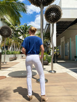 Goldie Mariana's Crop with Ruched Shoulder Estate Blue with String Accent