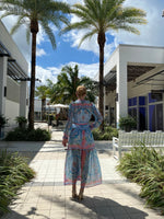 Hale Bob LS Maxi Dress PNK  Elegant Soft Blue and Pink