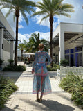 Hale Bob LS Maxi Dress PNK  Elegant Soft Blue and Pink