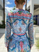 Hale Bob LS Maxi Dress PNK  Elegant Soft Blue and Pink