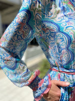 Hale Bob LS Maxi Dress PNK  Elegant Soft Blue and Pink