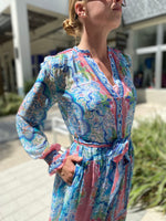 Hale Bob LS Maxi Dress PNK  Elegant Soft Blue and Pink