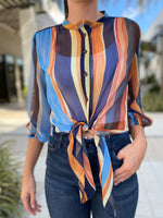 Iris Setlakwe Tie Front Blouse Chiffon Multi