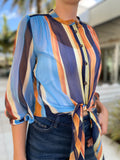 Iris Setlakwe Tie Front Blouse Chiffon Multi