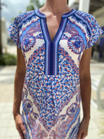 Hale Bob S/S Dress NAV Class Blue Paisley Print