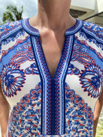 Hale Bob S/S Dress NAV Class Blue Paisley Print