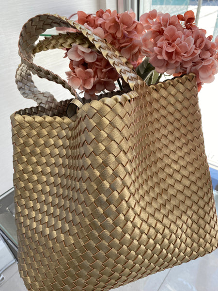 Ilse Jacobsen Tote Bag Platin(Gold-ish)with Silver Vegan Leather