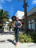 Fifteen Twenty Halter Top Navy Faux Leather