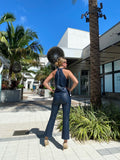 Fifteen Twenty Halter Top Navy Faux Leather