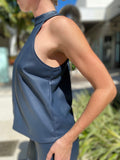 Fifteen Twenty Halter Top Navy Faux Leather