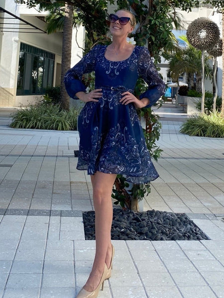 Hale Bob Scoop Neck Dress Navy