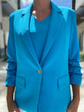 Estelle and Finn Ruched Sleeve Jacket Turquoise