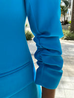 Estelle and Finn Ruched Sleeve Jacket Turquoise