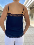 Iris Setlakwe Basic Camisole with Lace Navy