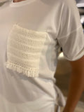 Leo & Ugo Crochet Pocket T-Shirt Off White
