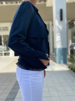 Iris Setlakwe Crop Jacket with Storm Flap Navy