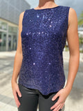 Frank Lyman Knit Top Navy Sequin Tank