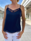 Iris Setlakwe Basic Camisole with Lace Navy