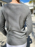 Leo & Ugo Top BH938 Grey Sweater Circular Stud Design