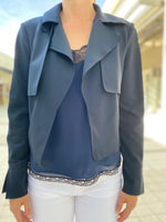 Iris Setlakwe Crop Jacket with Storm Flap Navy