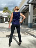 Frank Lyman Knit Top Navy Sequin Tank