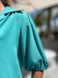 Fifteen Twenty Shirred Blouse Turquoise